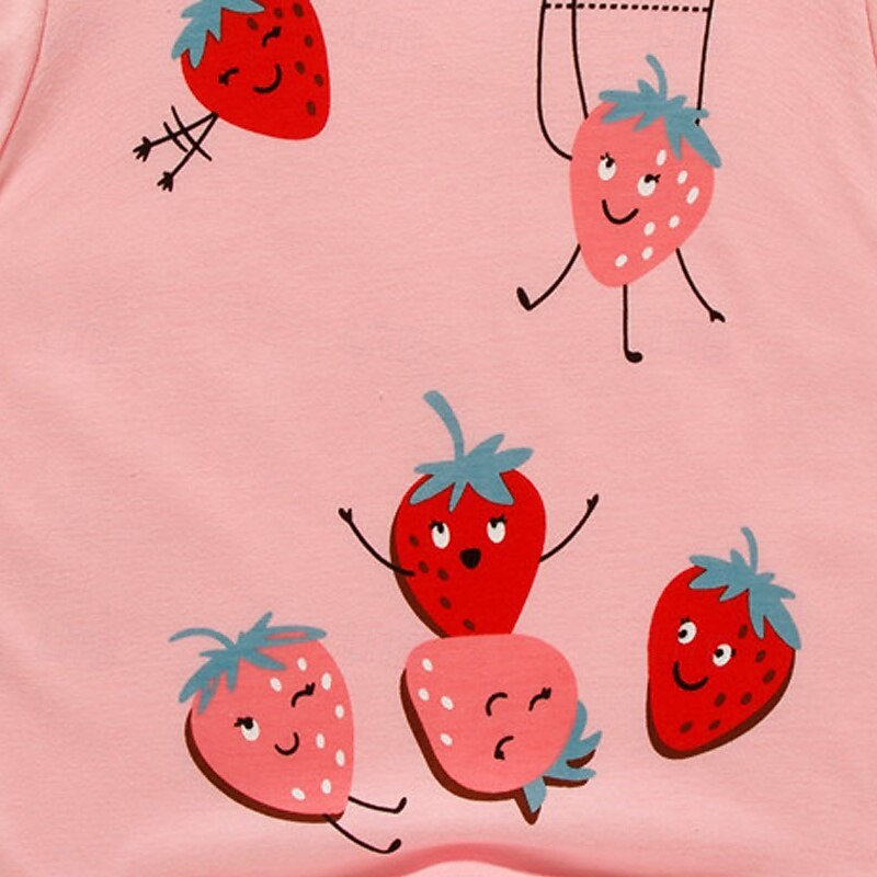 Kids Girls' T shirt Strawberry Outdoor Print Short Sleeve Crewneck Fashion 4 years+ Summer Pink3