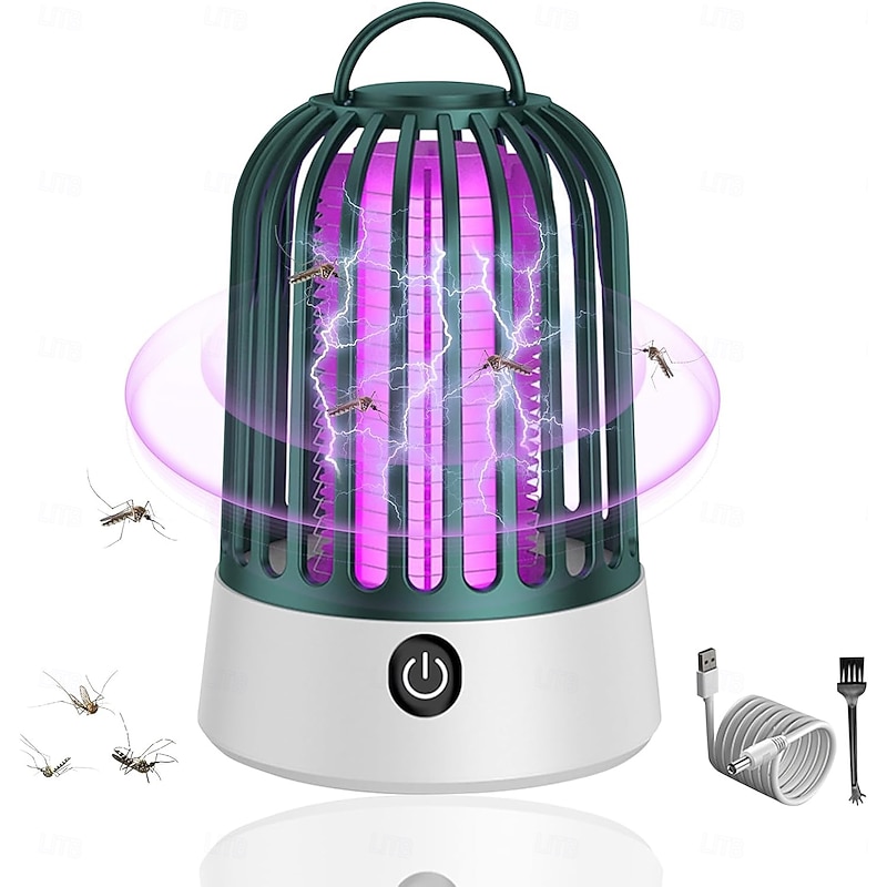 Mosquito Trap Insect Killer Electric, 2 in 1 Camping Mosquito Lamp with LED Light, Hangable Insect Lamp Insect Trap UV Lamp Mosquito Killer, USB Fly Trap Electric