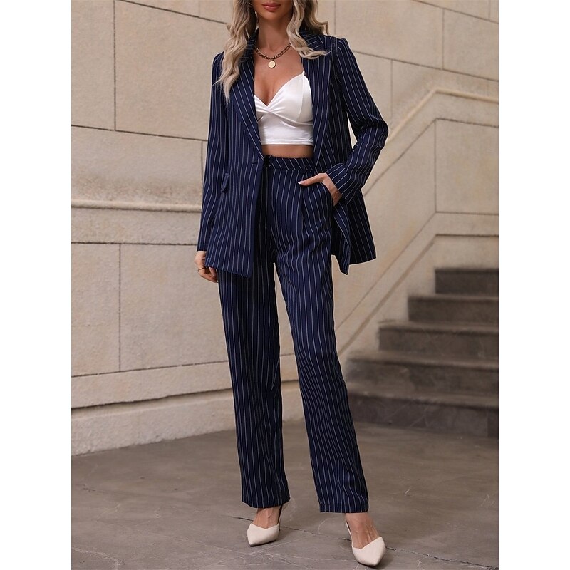 Women's 2 Pieces Suits Formal Wedding Guest Formal Evening Elegant Simple Long Sleeve Ankle Length Notched Lapels Single Breasted - Main Image