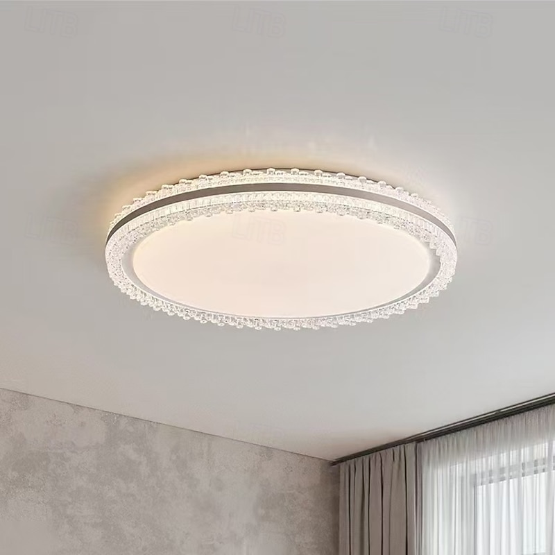 LED Ceiling Light Aluminum Acrylic Disc Shade Modern Style Flush Mount Lighting Contemporary Interior Decoration - 48 cm White