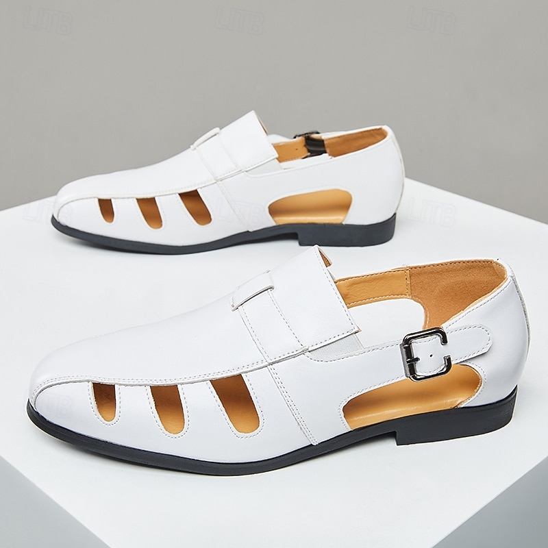 Men's White Sandals with Open-Toe Design, Adjustable Strap, and Breathable Upper - Perfect for Summer Days, Beach Vacations and Casual Outings3