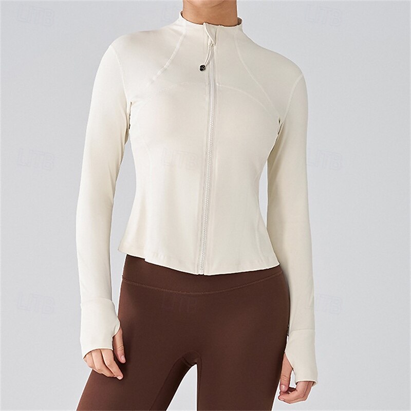 Women's Solid Colored Tennis Sports Jacket Sport Jacket Long Sleeve Zipper Moisture Wicking Breathable Tennis Golf Pickleball Stand Collar Black White Pink Tennis Clothing3