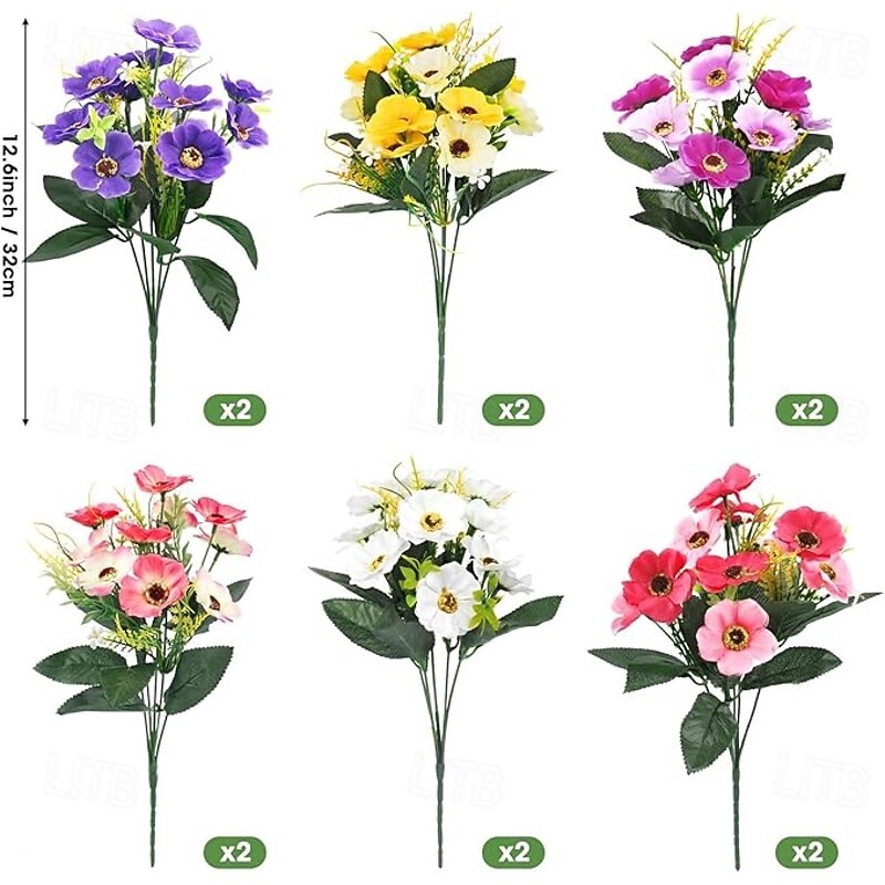 12 Bundles Artificial Flowers for Outdoors Decoration Fake Daisy Silk Flowers UV Resistant Artificial Plants for Spring Summer Garden Porch Window Box Room Home Decor Yellow2