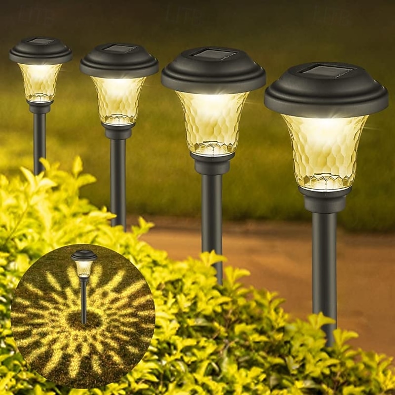 2 Pcs Outdoor Pathway Lights Waterproof Solar Plug-In Lights – Ideal for Courtyard, Garden Paths, Lawns, Villas, and Landscape Lighting with Stunning Projection Effects