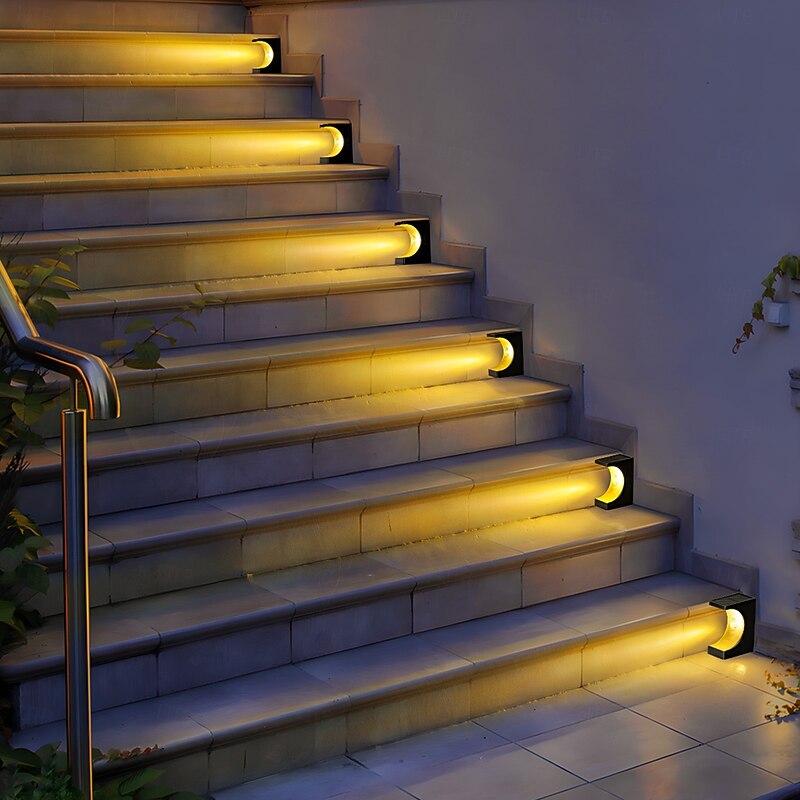 4 Pcs Outdoor Solar Step Lights Courtyard Atmosphere Landscape Lights Outdoor Waterproof Garden Pathway Patio Decoration Lighting4