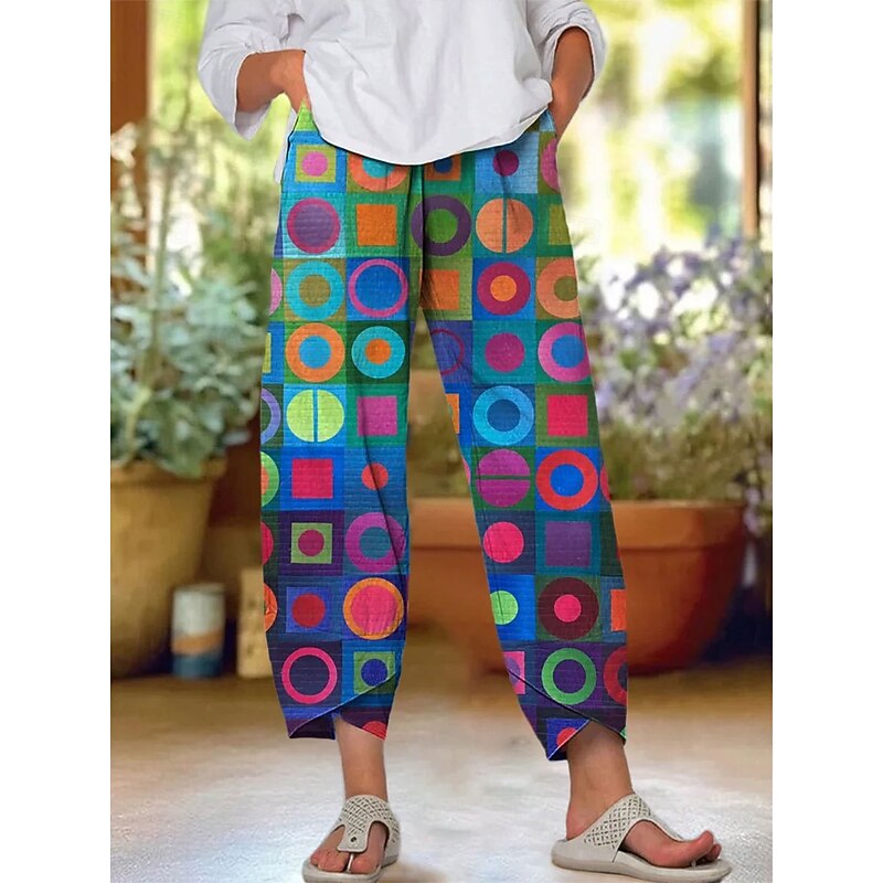 Women's Chinos Baggy Pants Beach Shorts Vacation Vintage Ethnic Style Ankle-Length High Waist Floral Graphic Drawstring Patchwork Printing Thermal Warm Soft Breathable Micro-elastic Formal Vacation2