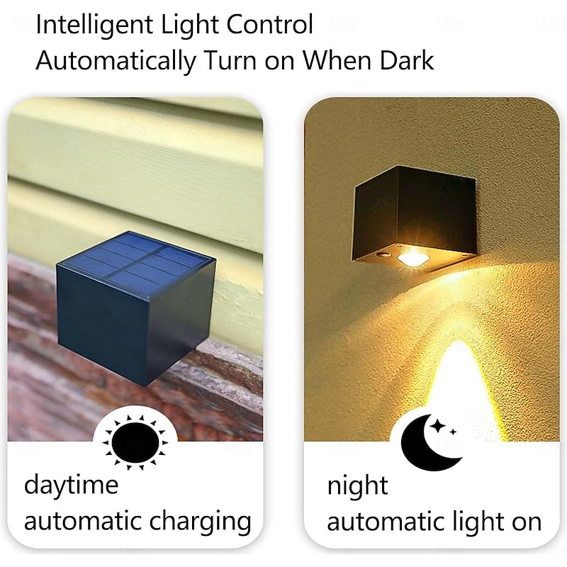 2PCS Solar Fence Lights Waterproof Graden Lights Solar Wall Lamp Outdoor Wall Washer Landscape Spotlights Lanterns for Home Wall Porch Garden Patio Decor4