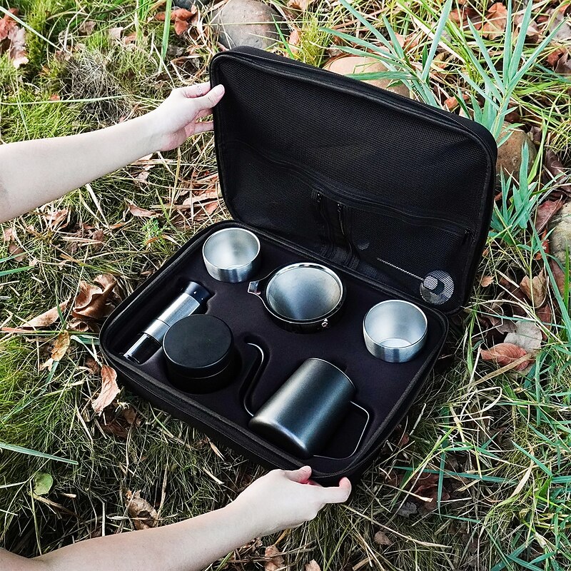 Hand Drip Pour Over Coffee Set, Coffee Pour Over Kit Hand Drip, Camping Travel Coffee Kit Ideal for Anniversary Birthday Gift4