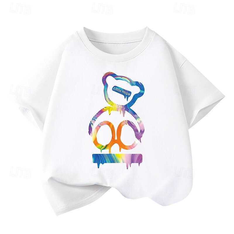 100% Cotton Kids Girls' 1 2 3 Cartoon Printed T shirt Tee Crew Neck Short Sleeve Outdoor Vacation Daily Classic Casual Print Summer3