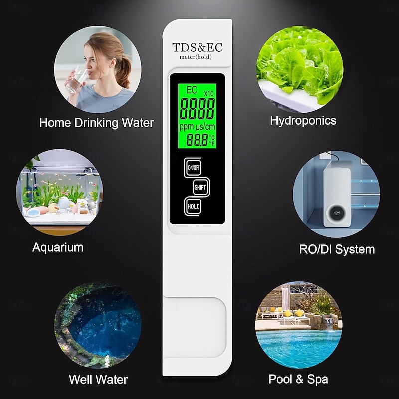 Most Accurate So Far 4-in-1 Instant Read TDS Meter, Measures TDS, EC, & Temperature (C/F) , Digital Water Testing Kit for Tap, Well, Pool, Hydroponics, Aquarium, RO/DI System White2