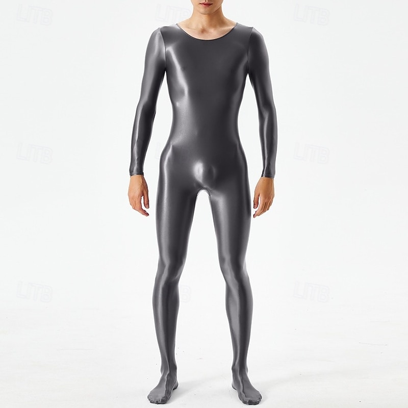 Zentai Suits Catsuit Bodysuit Glossy Finish Men's Shinny Wet Look Solid Color Costume for Nightclub Pride Parade Pride Month Halloween Carnival Adults'