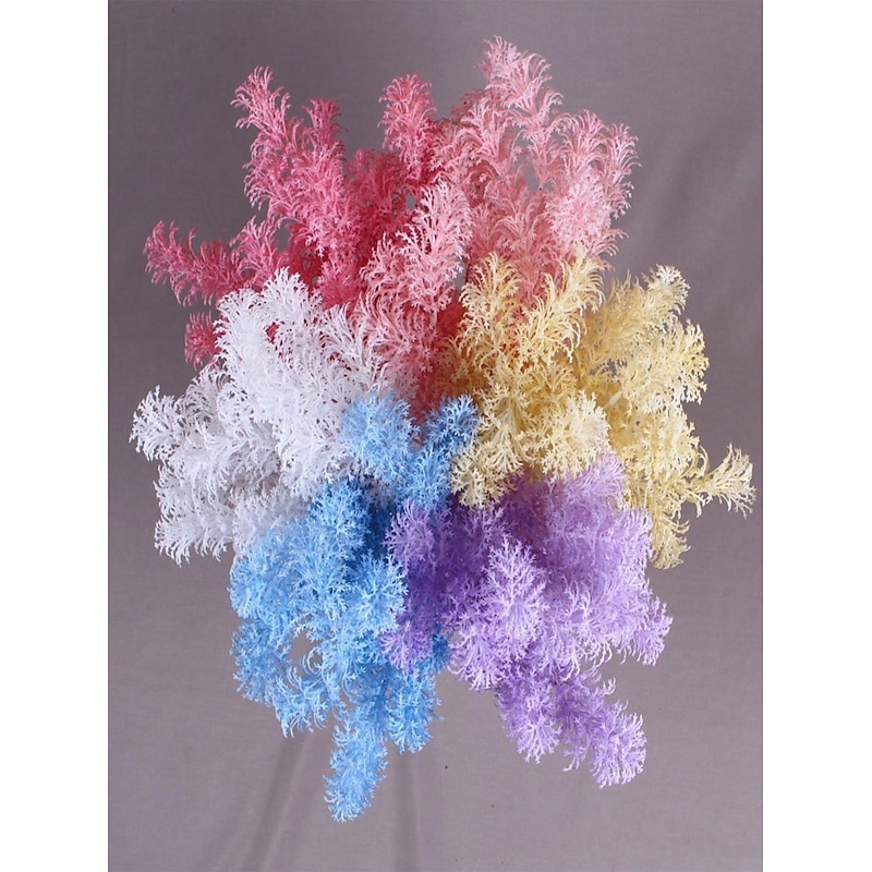 5PCS Simulation Fog Flower and Rime Grass, Artificial Red Flowers for Wedding Decor, Wedding Scenery Material, Faux Pine for Home and Event Decoration2