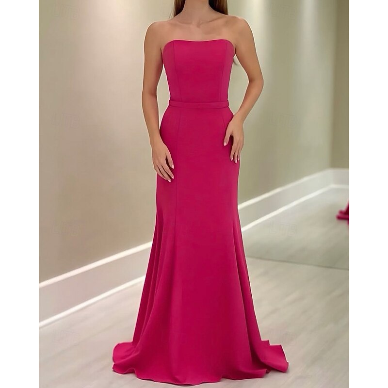 2-in-1 Cape DressMermaid / Trumpet Evening Gown Elegant Dress Formal Semi Formal Wedding Floor Length Sleeveless MocK Neck with Stretch Crepe2