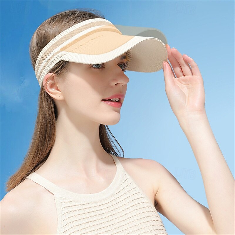 Tennis Sport Visor Sun Visor Women's Letter Fashion Adjustable UV Sun Protection Breathable for Tennis Baseball Running Summer White Dark Navy Khaki