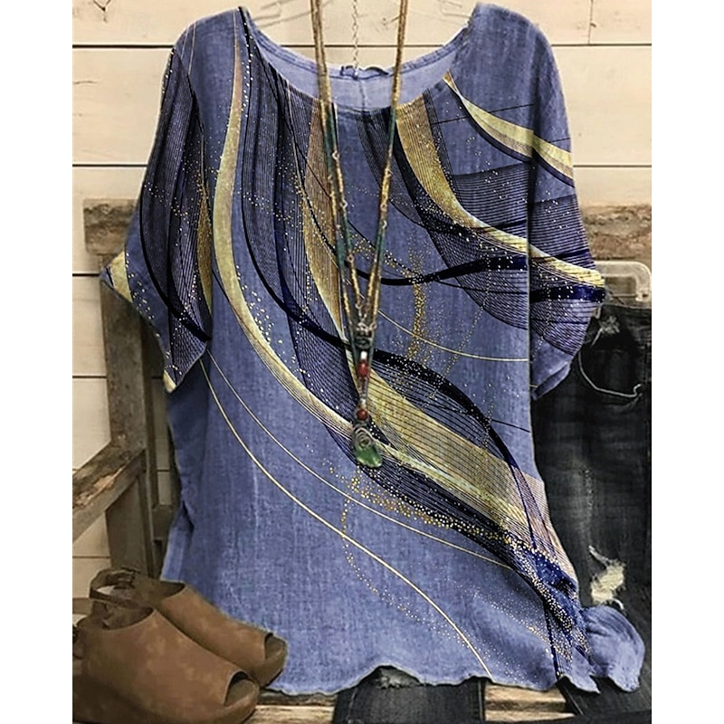 Women's Shirt T Shirt Tee Top Flowers Elegant Fashion Modern Short Sleeve Crew Neck Regular Tops Daily Weekend Print White Pink Blue Purple Green Summer4