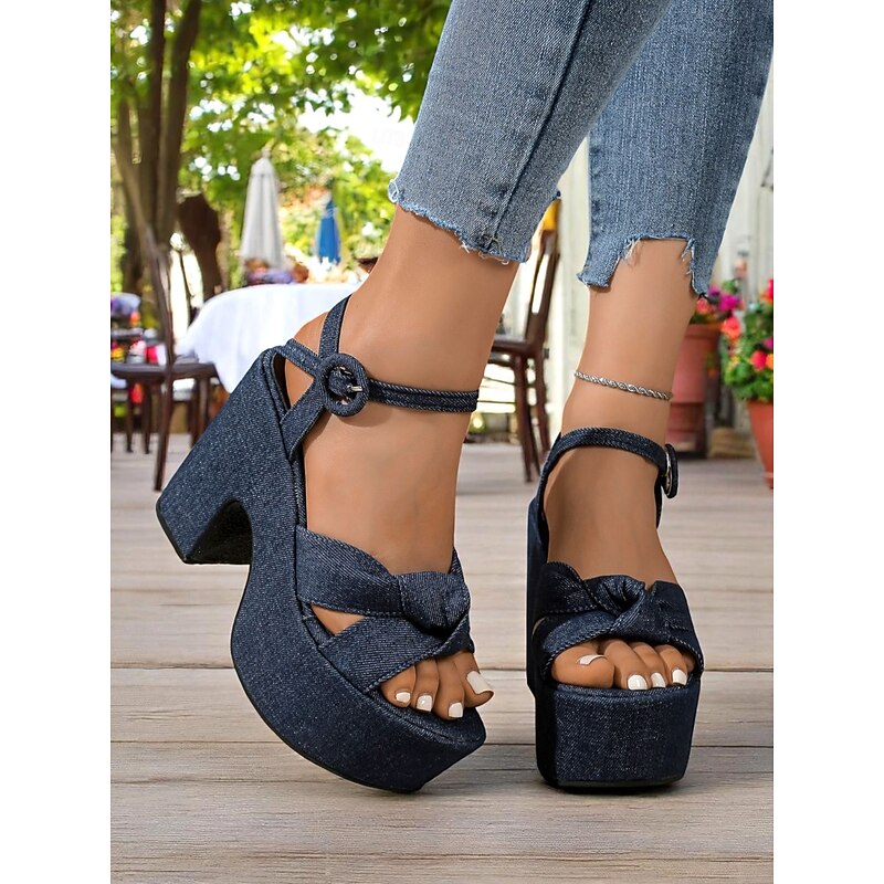 Women's Floral Print Platform Sandals – 70s-Inspired Ankle Strap High Heels for Summer Parties & Vacations