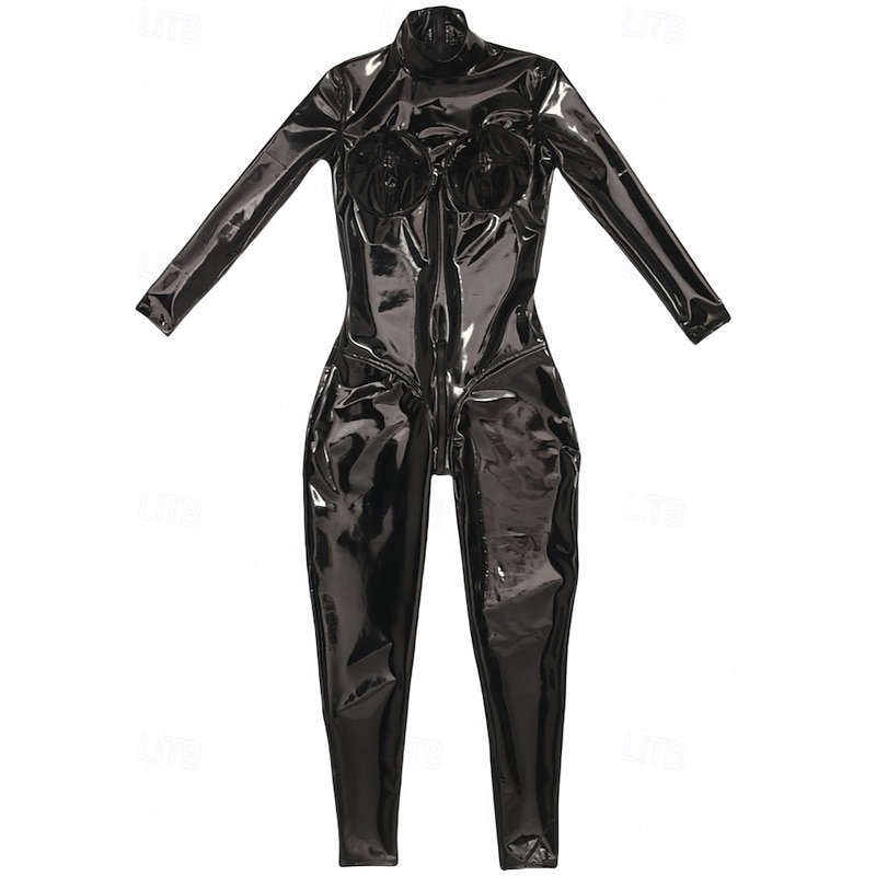Glossy Black Catsuit Bodysuit  Latex Full Body Latex Look with Back Zipper & U-Crotch Zip Molded Cups Fetish Costume Adults' Clubwear for Pride Parade Pride Month Halloween Carnival4