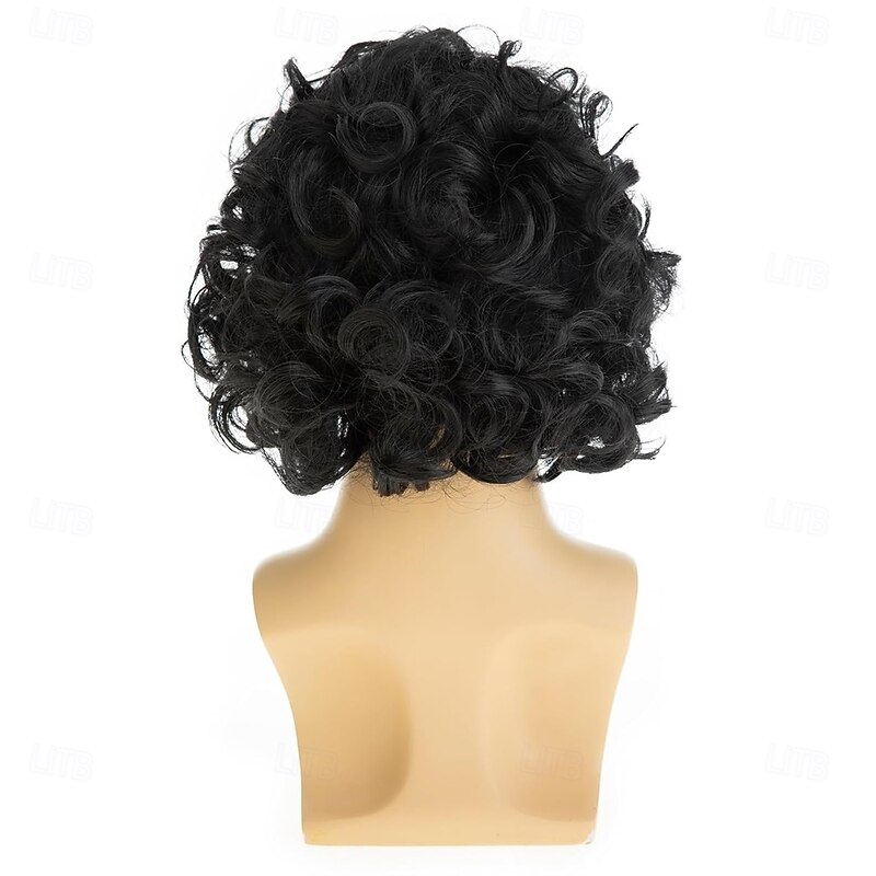 Mens Short Curly Black Wig Handsome Synthetic Full Wigs Natural Halloween Cosplay Costume Hair Wig3