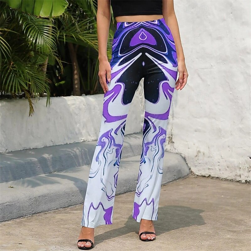 Retro Vintage Boho 1970s Bell Bottoms Pants Flare Leggings Flared Trousers Disco High Waist Psychedelic Fancy Dress Women's Halloween Carnival Vacation Music Festival Festival Adults' Pants2