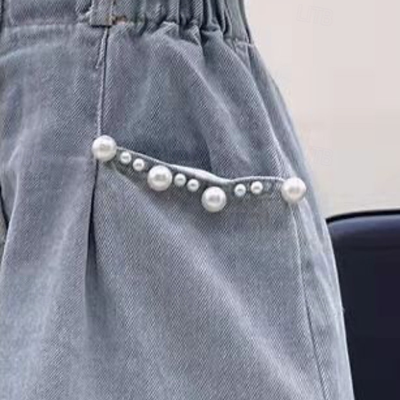 Kids Girls' Shorts Butterfly Streetwear Patchwork School 4-12 Years Summer Blue Dusty Blue Light Grey3