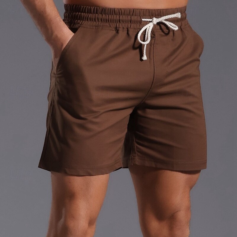 Men's Shorts Linen Shorts Summer Shorts Beach Shorts Pocket Drawstring Elastic Waist Plain Comfort Breathable Short Vacation Holiday Beach Hawaiian Boho Black White Micro-elastic4