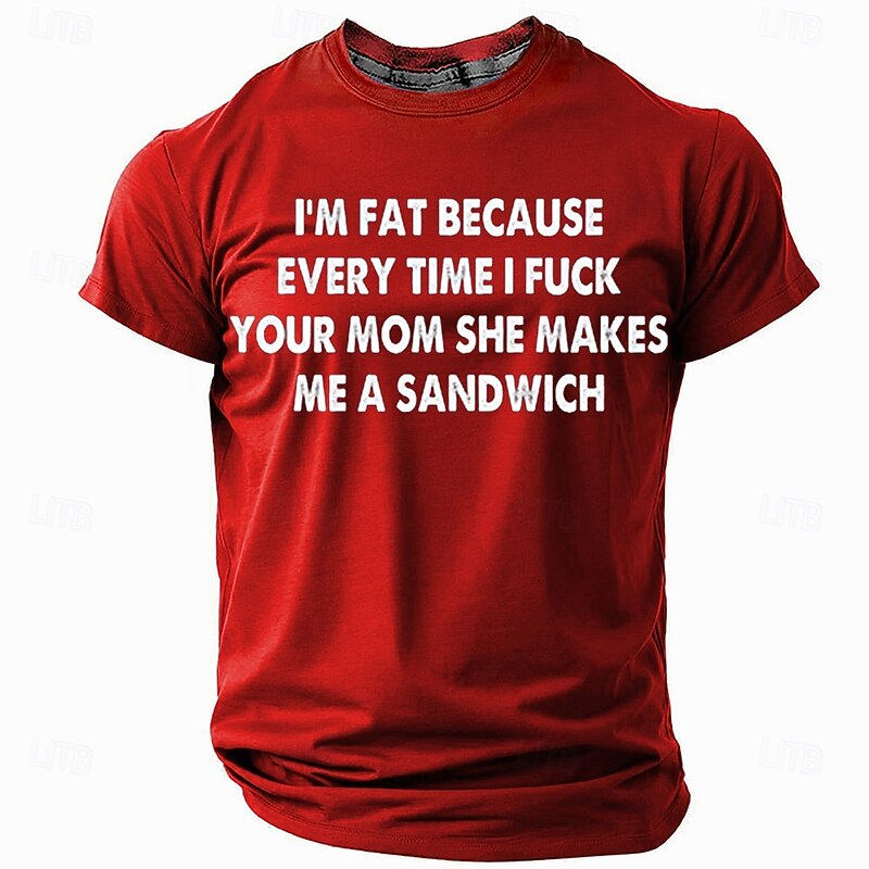 Men's Funny Slang T Shirt Short Sleeve T shirt 3D Print Crew Neck Shirt Fashion Daily Street Casual Daily Black Red Blue Summer Spring Clothing Apparel S M L XL XXL XXXL4