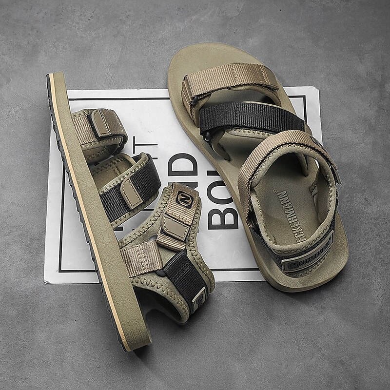 Men's Army Green Outdoor Sport Sandals with Adjustable Velcro Straps Non-Slip Sole Lightweight Design for Adults Ideal for Beach Walks Summer Hiking Casual Weekend Activities3