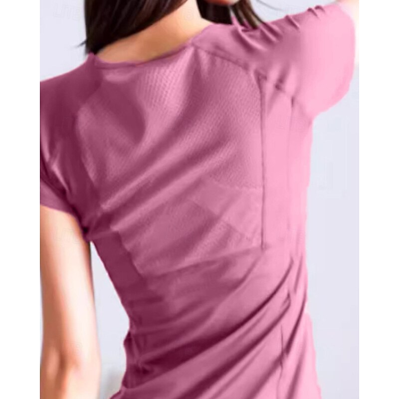 US Open Women's Solid Colored Sport Shirt Tennis Shirt Tennis Top Short Sleeve Mesh Quick Dry Breathable Tennis Golf Jogging Round Dark Pink Black Tennis Clothing3
