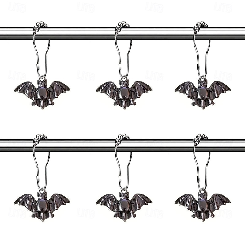 Bat Shower Curtain Hooks for Halloween Theme Decoration Bathroom Shower Rods, Rustproof Stainless Steel Shower Curtain Rings for Halloween Party Gothic Haunted House Decor 1pc - Main Image