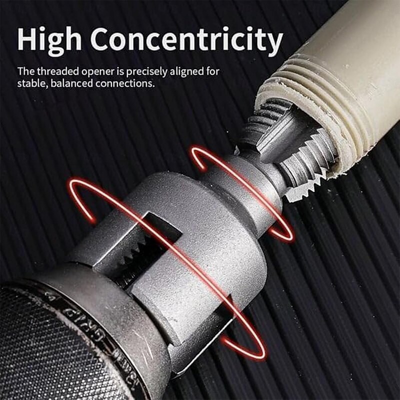 Integrated Internal & External Pipe Threading Tool Kit for Electric Drill Thread Cutter, 1/2 and 3/4 Compatible, Applicable to PVC/PPR/PE Pipes (3/4")3