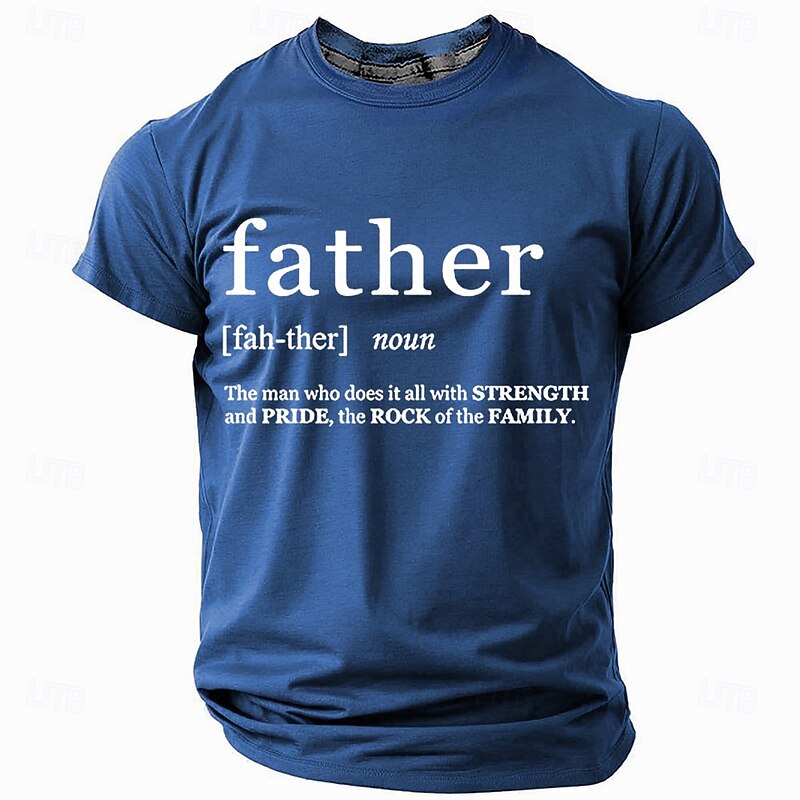 Men's Father Definition T-Shirt - The Rock of the Family Graphic Tee for Dads | Strength & Pride Black Short Sleeve Shirt2