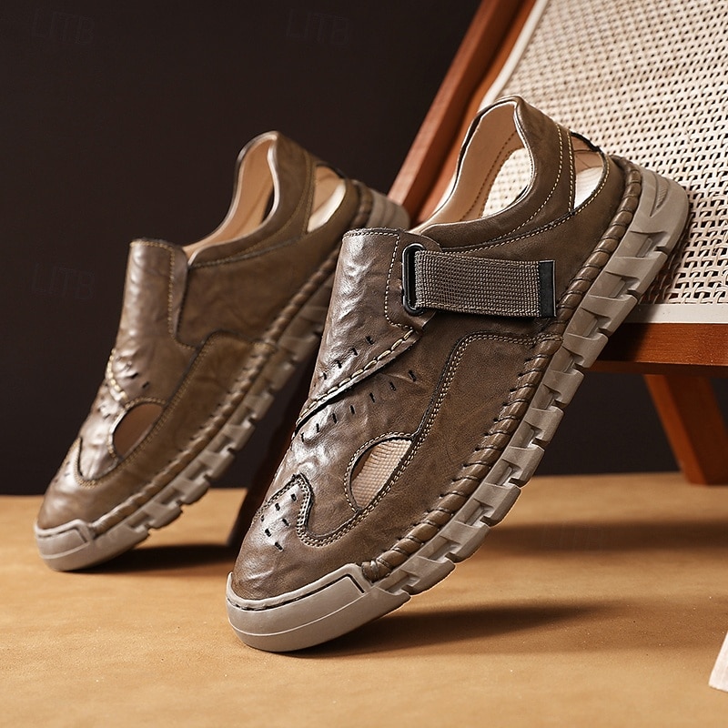 Men's Sandals Brown Outdoor Sandals with Velcro Straps and Comfortable Design for Hiking Travel and Everyday Use2