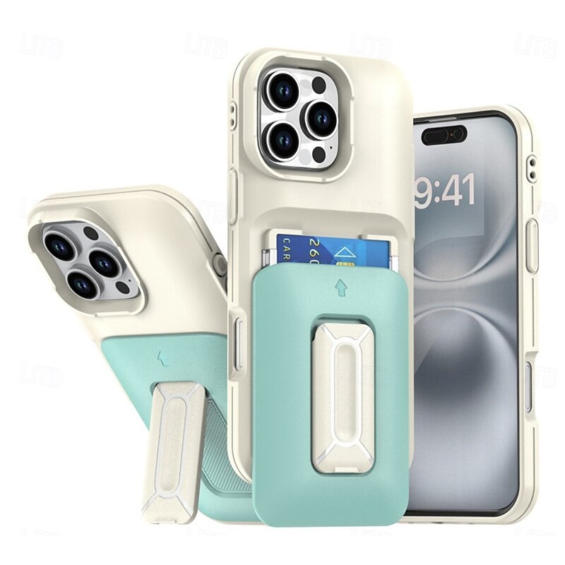 Phone Case For iPhone 16 15 14 Pro Max Plus 16e 13 12 11 Pro Max Back Cover with Stand Holder Shockproof PC4