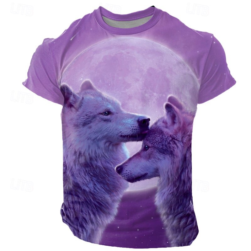 Vincent Hie Men's Animal T Shirt Short Sleeve T shirt 3D Print Crew Neck Shirt Exaggerated Designer Party Street Casual Purple Summer Spring All Seasons Clothing Apparel S M L XL XXL XXXL 4XL