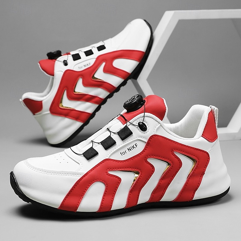 Men's White and Red Sports Sneakers with Boa Closure - High-performance, Stylish, Ideal for Running, Gym and Casual Wear3