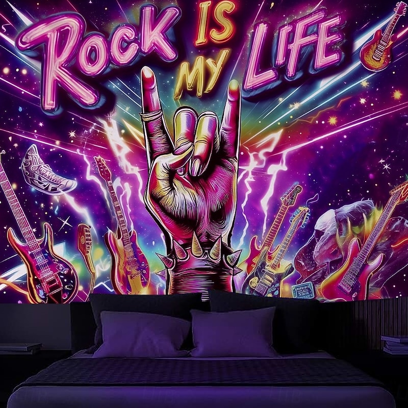Blacklight Tapestry Glow in the Dark Glow Party UV Reactive Trippy Misty DJ Party Pool Hanging Tapestry Wall Art Mural for Living Room Bedroom