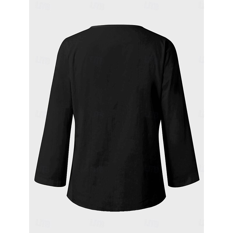 Women's Blouse Floral Graphic Geometric Bohemia Vintage Hawaiian Long Sleeve V Neck Regular Tops Ruched Print Black White Green Summer Spring2