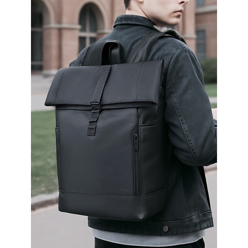 Men's Waterproof Roll-Top Backpack with Multiple Pockets and Large Capacity - Minimalist Style Laptop Bag for Work, Travel or College