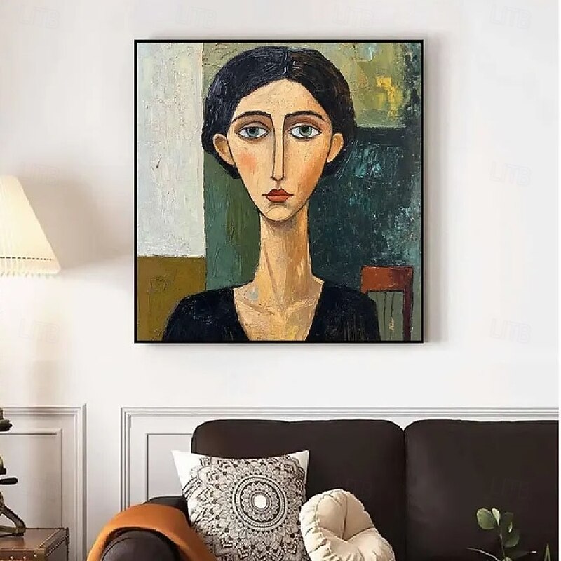 Hand painting woman face painting hand painted woman portrait painting Figurative Canvas Art lady oil painting handmade wall painting abstract face home decor for bedroom