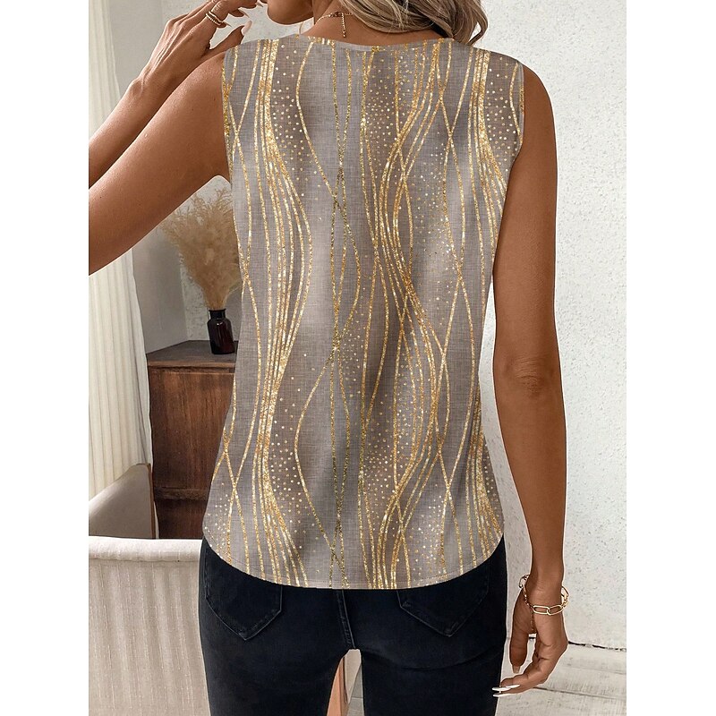 Women's Camisole Tank Top Graphic Polka Dot Striped Stylish Casual Sleeveless V Neck Regular Tops Daily Print Black White Green Khaki Summer Spring2