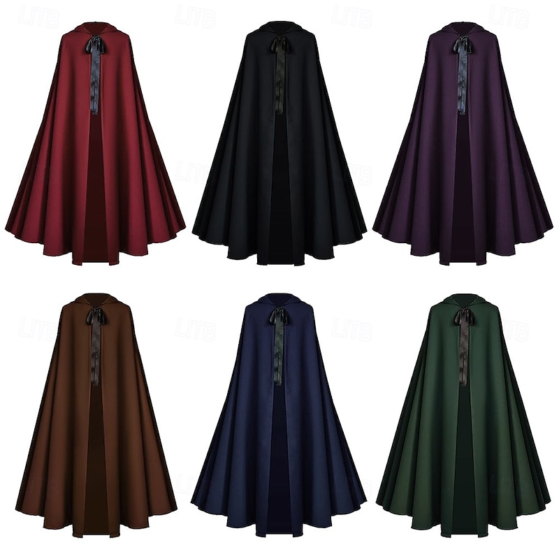 Retro Vintage Medieval 17th Century Cloak Fancy Dress Men's Women's Halloween Masquerade Performance Party Adults Cloak