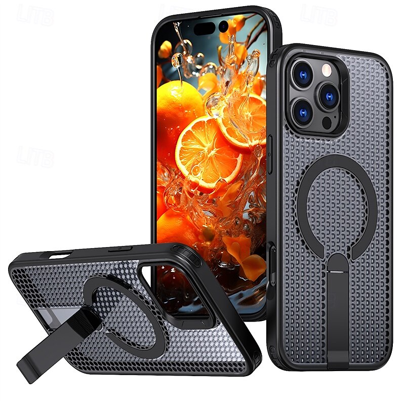 Phone Case For iPhone 17 Pro Max 17 Air 16 15 14 Pro Max Plus 16e 13 12 11 Pro Max Back Cover Magnetic Adsorption with Stand Holder Support Wireless Charging Kickstand Geometric Pattern TPU Acrylic