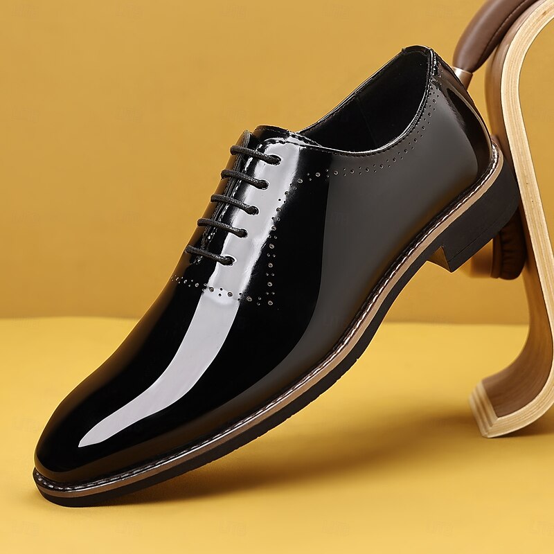 Men's Patent Leather Dress Shoes – Sleek and Polished Walking Shoes for Business, Formal Occasions and Special Events