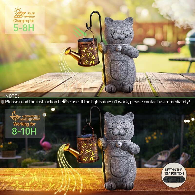 1 Pc Outdoor Solar Cat Landscape Light with Water Bottle Light Courtyard Garden Lawn Path Decorative Light Mother's Day Gift for Cat Lovers2