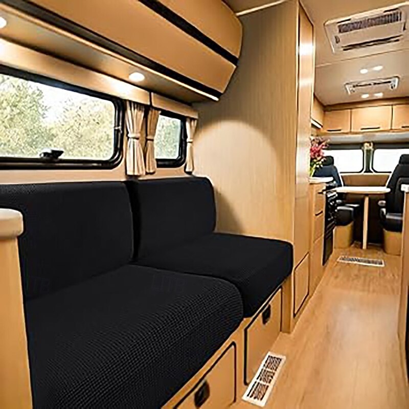 RV Dinette Cushion Covers Stretch Corn Velvet RV Cushion Covers - Elastic Sofa Seat Slipcovers for Camper - Comfortable and Durable for Camping and RV Furniture