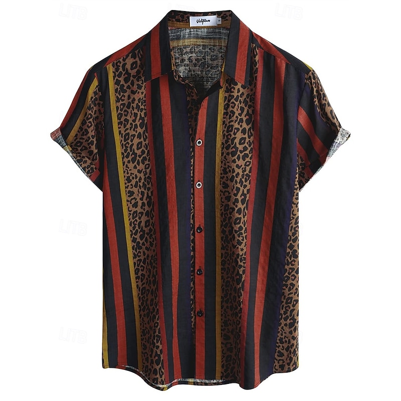 Retro Vintage Boho 1970s Shirt Hawaiian Shirts Hippie Aztec Tribal Fancy Dress Men's Halloween Carnival Music Festival Beach Vacation Wear Retro Theme Party Adults' Shirt