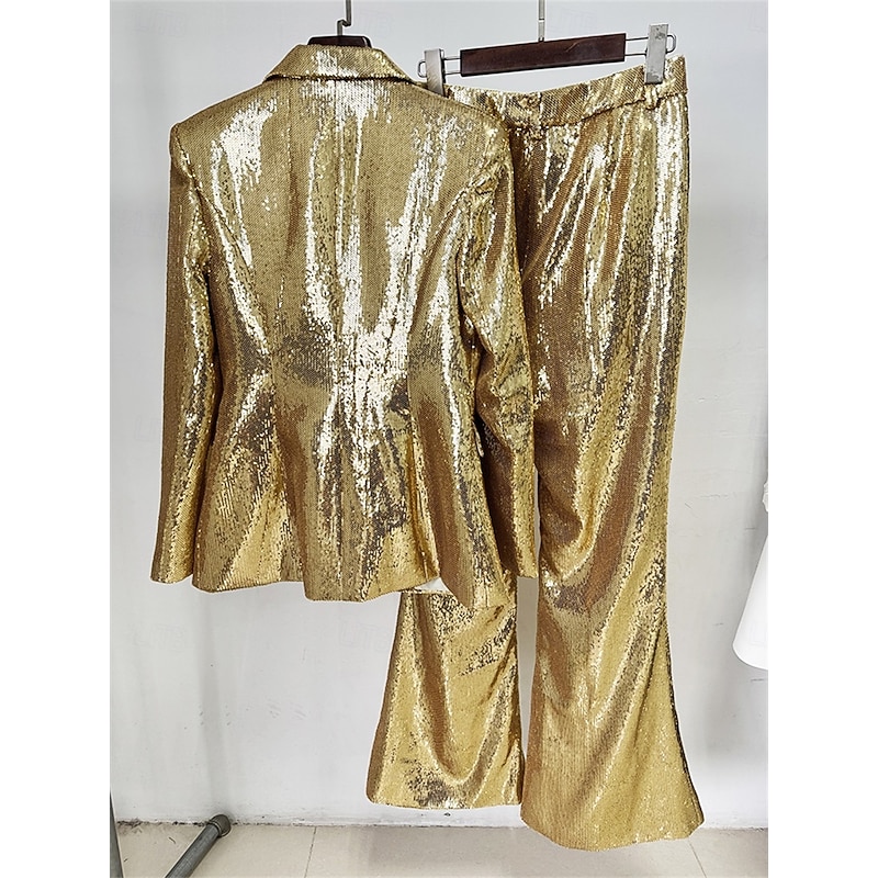 Women's 2 Pieces Suits Formal Wedding Guest Formal Evening Elegant Vintage Party Long Sleeve Floor Length Peak Lapel4