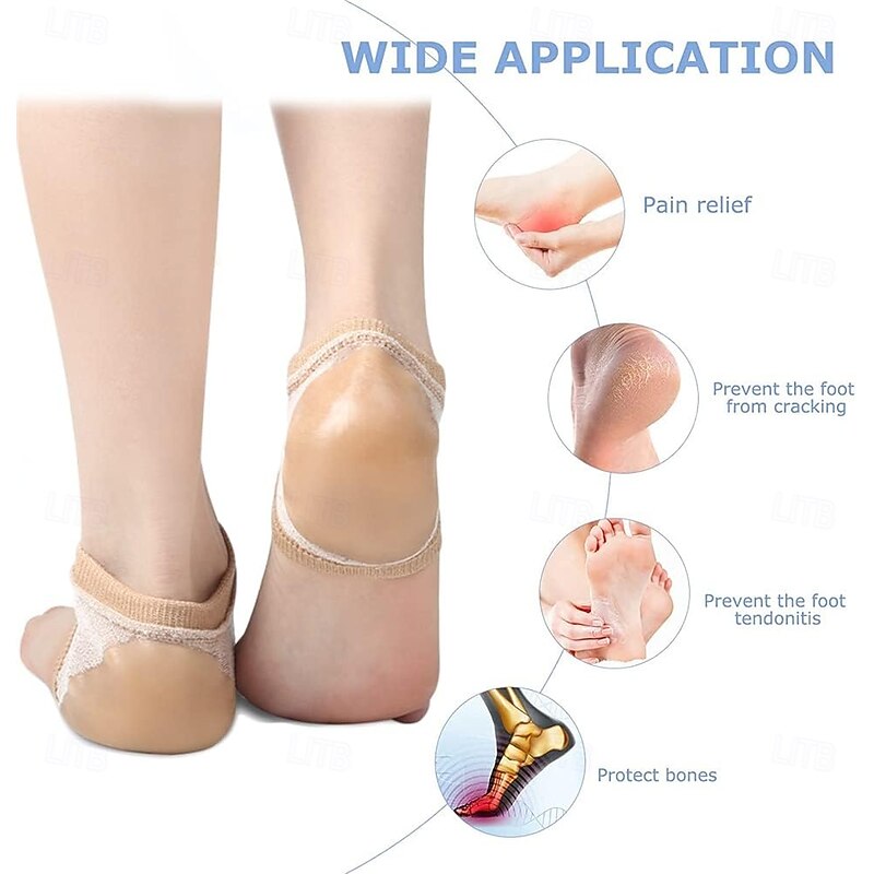 3 Pairs Moisturizing Gel Heel Socks for Women and Men, Overnight Silicone Foot Protector Socks for Dry Cracked Heels, Invisible Sleep Socks for Heel Care3