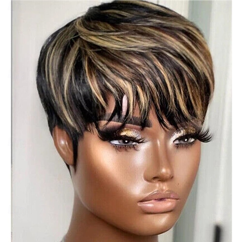 Short Bob Wigs for Black Women Synthetic Wig Pixie Cut Wig with Bangs3
