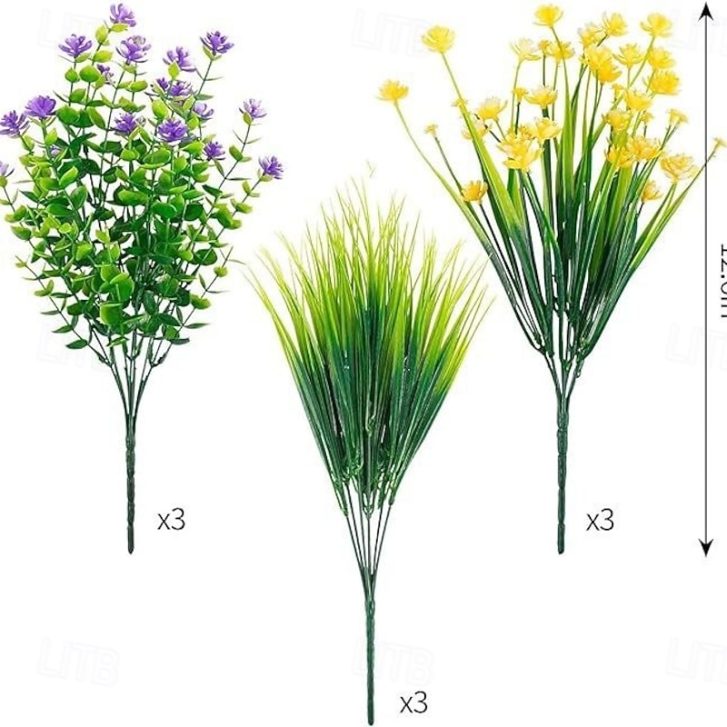 9 Bundles Artificial Flowers for Outdoors, UV Resistant Faux Plants for Hanging Basket, Window Box, Wedding, Indoor Outdoor Decoration, No Fade Fake Flowers for Patio Porch Garden2